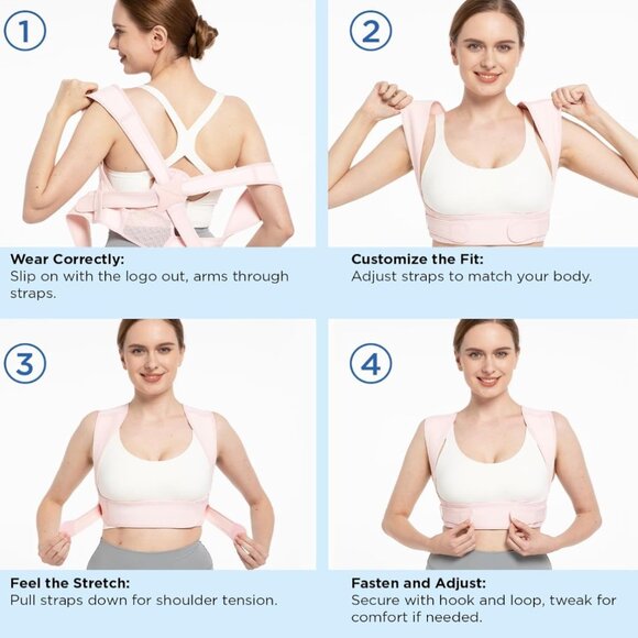VICORRECT Posture Corrector for Women - Upper Back Brace Adjustable & Breathable - Picture 4 of 10